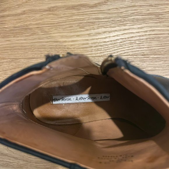 & Other Stories Block Heel Black Leather Boots - size 8 - Picture 4 of 5